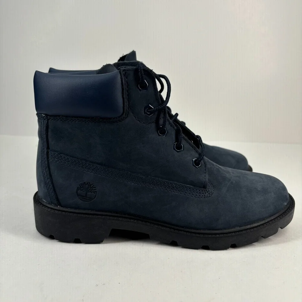 Timberland 6-Inch Youth Boys US 4 Navy Nubuck Waterproof Ankle Hiking Boot A6298